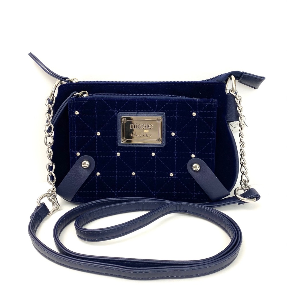 Nicole Miller quilted Crossbody bag in BLACK color